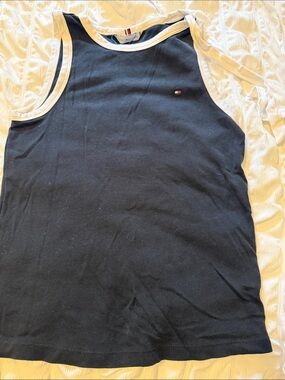 Tommy Hilfiger Black Tank with White Trim and Flag Logo
